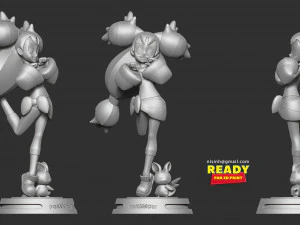 iris and emolga - pokemon fanart 3D Print Model