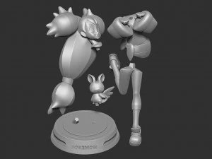 iris and emolga - pokemon fanart 3D Print Model
