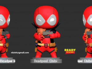 Chibi Deadpool Modèles 3D en vedette
