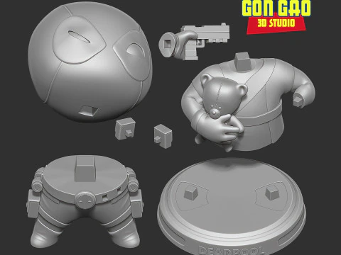 Chibi Deadpool Modèles 3D en vedette