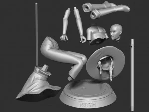 bruxa 3d Modelo de Impressão 3D