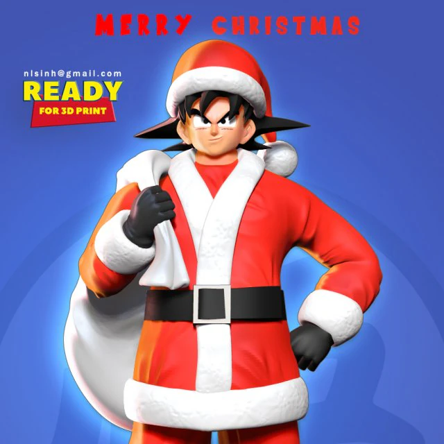 santa goku 3D Print Model .c4d .max .obj .3ds .fbx .stl .blend 