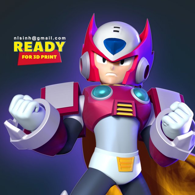 zero - mega man fanart 3D 打印模型 .c4d .max .obj .3ds .fbx .stl .blend 