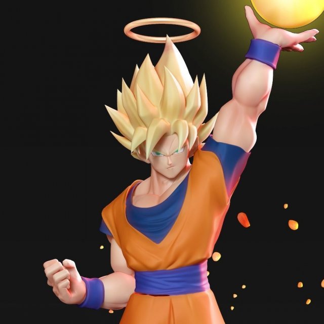 goku super saiyan 3Dプリントモデル .c4d .max .obj .3ds .fbx .stl .blend 