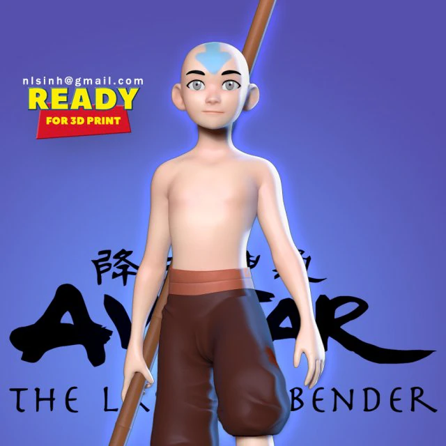 aang - the last airbender fanart 3D Print Model .c4d .max .obj .3ds .fbx .stl .blend 