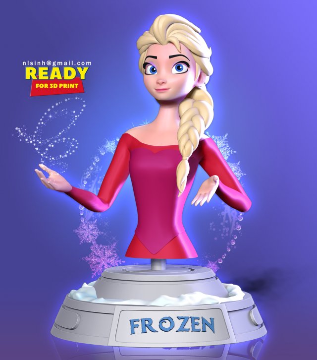 elsa bust 3D Print Model .c4d .max .obj .3ds .fbx .stl .blend 
