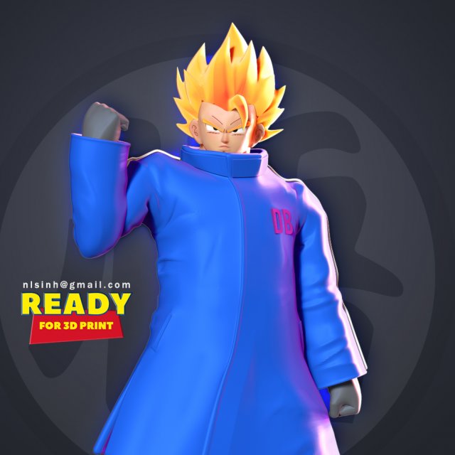 goku in a blue jacket 3D 프린트 모델 .c4d .max .obj .3ds .fbx .stl .blend 