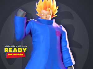 goku in a blue jacket 3D Print Model