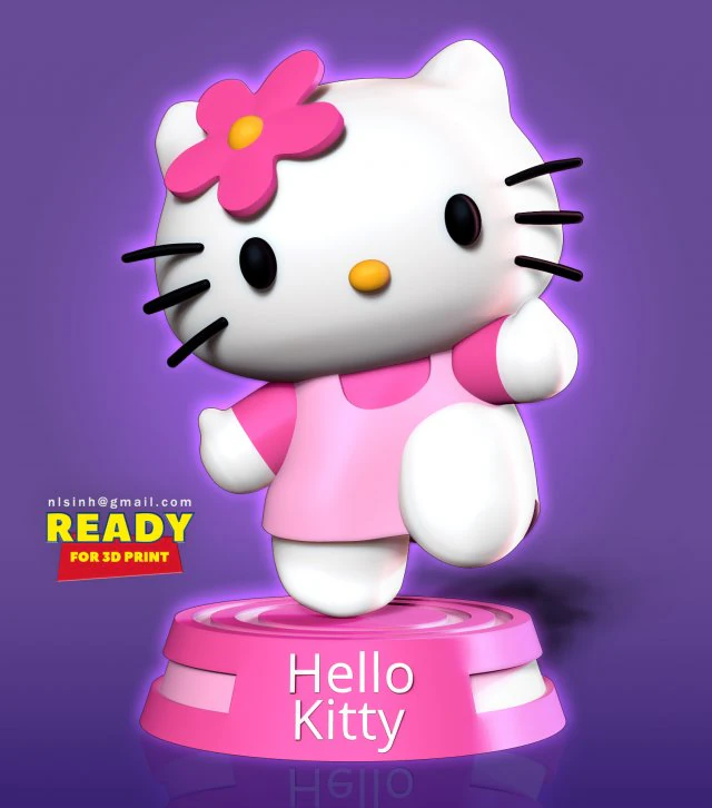 hello kitty 3D Print Model .c4d .max .obj .3ds .fbx .stl .blend 