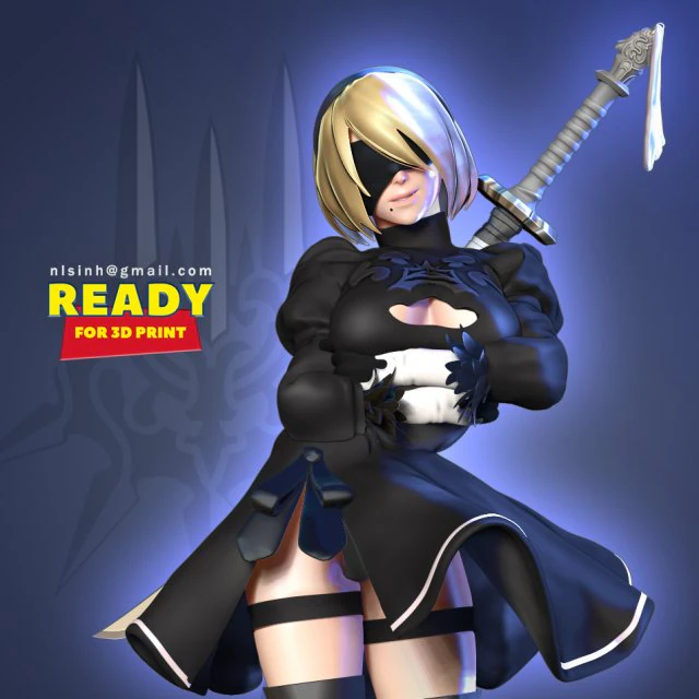 i am nier 2b 3D Print Model .c4d .max .obj .3ds .fbx .stl .blend 