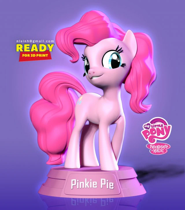 pinkie pie - little pony 3D Print Model .c4d .max .obj .3ds .fbx .stl .blend 