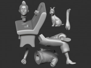 tintin and snowy Modèles 3D en vedette