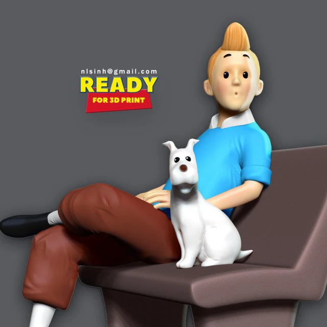 tintin and snowy 3D Print Model .c4d .max .obj .3ds .fbx .stl .blend