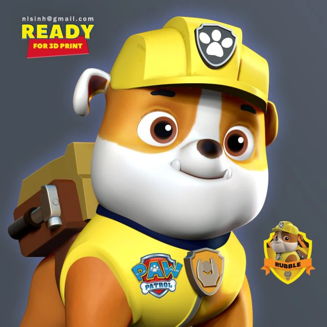 rubble - paw patrol 3D Print Model .c4d .max .obj .3ds .fbx .stl .blend 