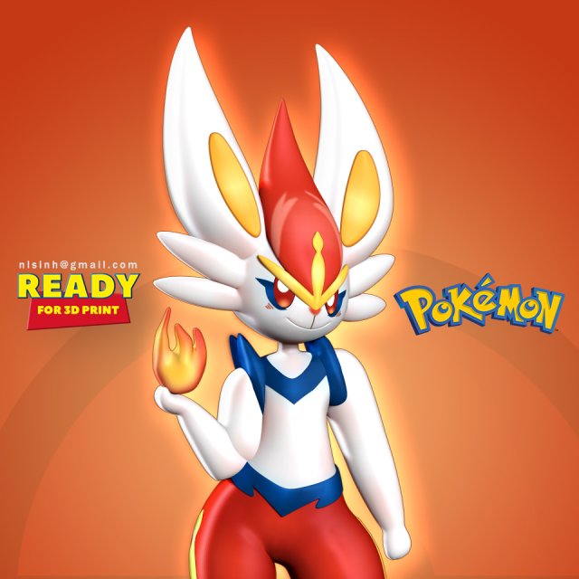 cinderace - pokemon fanart 3D Print Model .c4d .max .obj .3ds .fbx .stl .blend 