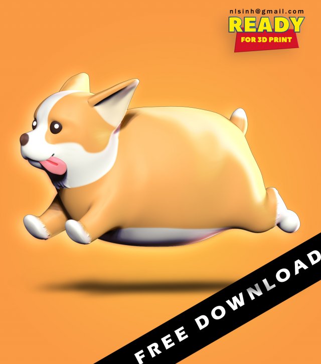 pembroke welsh corgi 3D Принт Модель .c4d .max .obj .3ds .fbx .stl .blend 