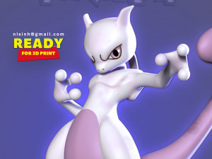 mewtwo - pokemon fanart 3D Print Model