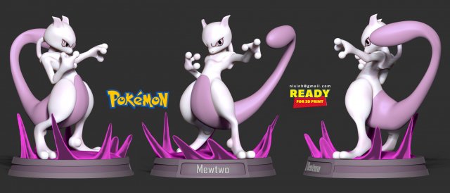 Pokemon - Mewtwo 3D Print Model in Monsters & Creatures 3DExport, mewtwo  pokemon 