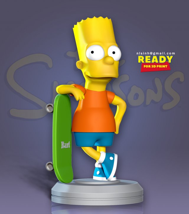 bart skateboarding Modèles 3D en vedette .c4d .max .obj .3ds .fbx .stl .blend