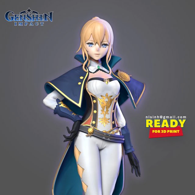 Jean - genshin impact fanart 3D Print Model .c4d .max .obj .3ds .fbx .stl .blend 