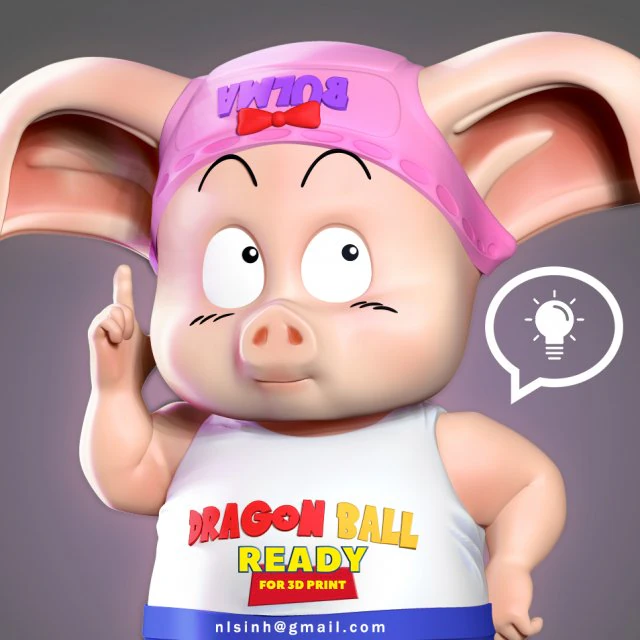 oolong - dragon ball fanart 3D Print Model .c4d .max .obj .3ds .fbx .stl .blend 