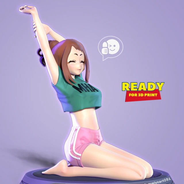 ochaco - morning stretches 3D Print Model .c4d .max .obj .3ds .fbx .stl .blend