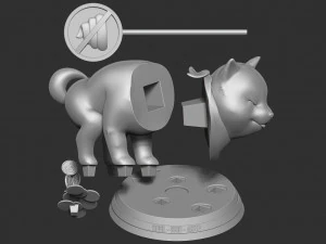 shiba with cryptocurrency 3D Print Model