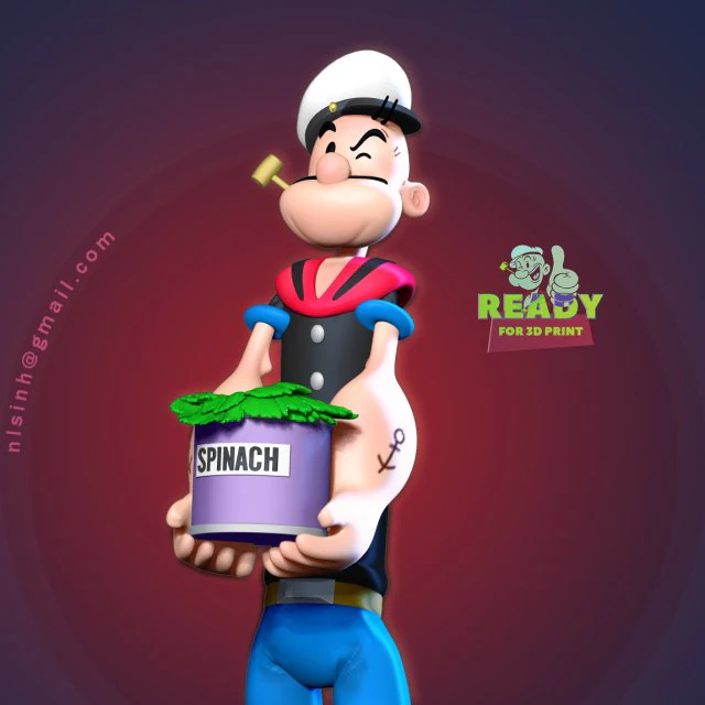popeye the sailor 3D Print Model .c4d .max .obj .3ds .fbx .stl .blend 