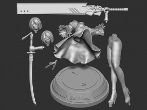 2b - nier fanart Modèles 3D en vedette