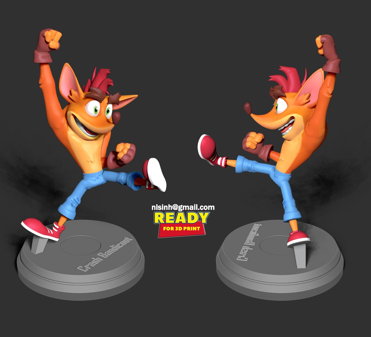 3д краш. Краш бандикут на 3д принтере модель. crash bandicoot 3d model.