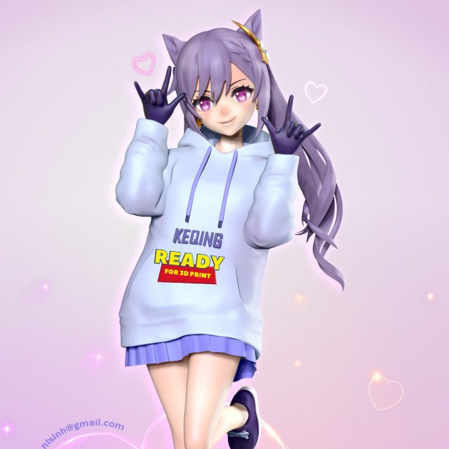 Keqing - genshin impact fanart 3D printmodel .c4d .max .obj .3ds .fbx .stl .blend