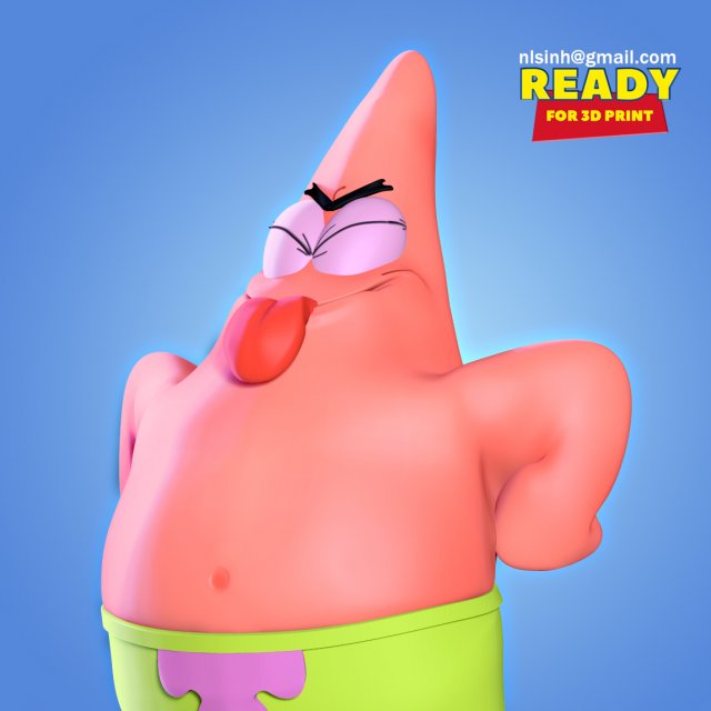 patrick star fanart Model Cetak 3D .c4d .max .obj .3ds .fbx .stl .blend 