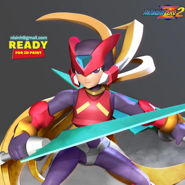 mega man zero 3D Print Model .c4d .max .obj .3ds .fbx .stl .blend