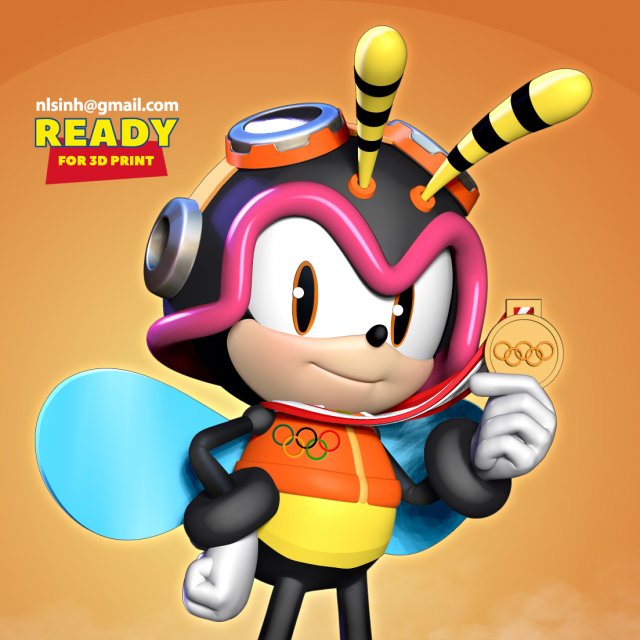 charmy bee wins gold medal at olympics Model Cetak 3D .c4d .max .obj .3ds .fbx .stl .blend 