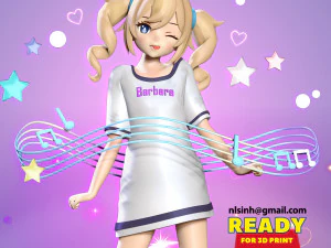 barbara pegg - fanart de genshin impacto Modelo de Impressão 3D