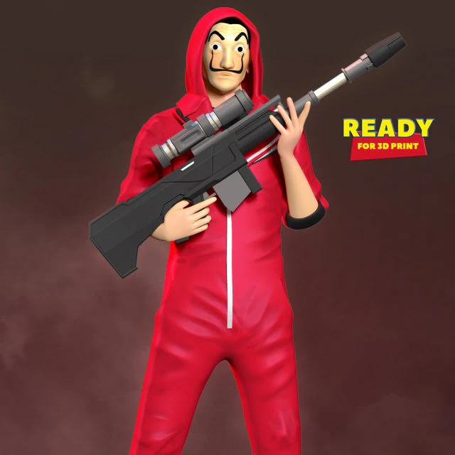 money heist fanart 3D Print Model .c4d .max .obj .3ds .fbx .stl .blend 