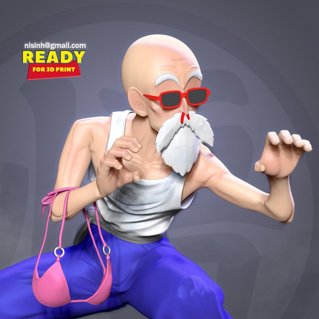 master roshi - ready to fight Modello di stampa 3D .c4d .max .obj .3ds .fbx .stl .blend 
