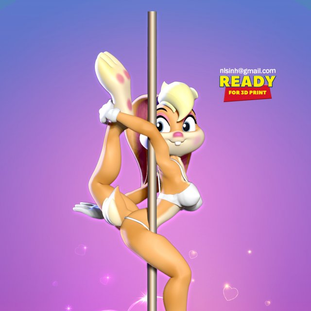 lola bunny - pole dancing fanart 3D Print Model .c4d .max .obj .3ds .fbx .stl .blend 