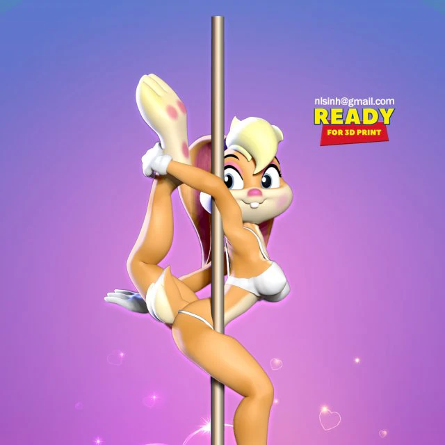 lola bunny - pole dancing fanart 3D Print Model .c4d .max .obj .3ds .fbx .stl .blend 