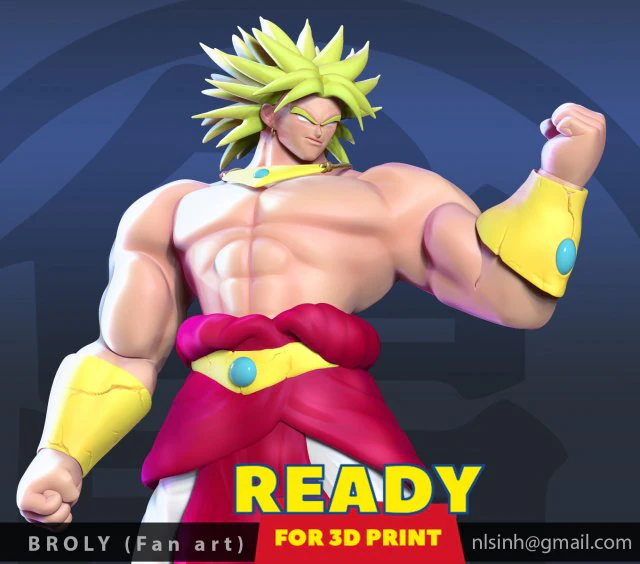 broly - dragon ball super fanart 3D Print Model .c4d .max .obj .3ds .fbx .stl .blend 