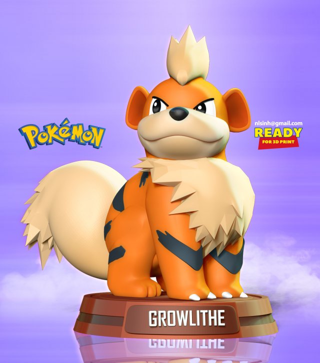 Growlithe - pokemon fanart 3Dプリントモデル .c4d .max .obj .3ds .fbx .stl .blend 