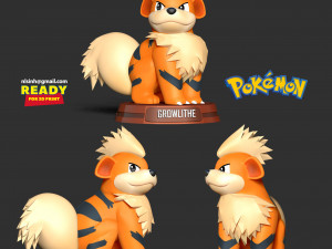 Growlithe - pokemon fanart 3Dプリントモデル