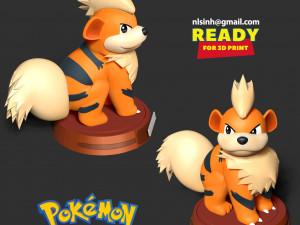 Growlithe - pokemon fanart 3Dプリントモデル
