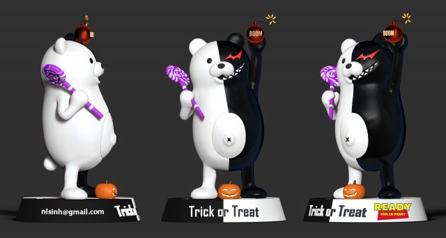 monokuma - trick or treat 3D Print Model .c4d .max .obj .3ds .fbx .stl .blend 