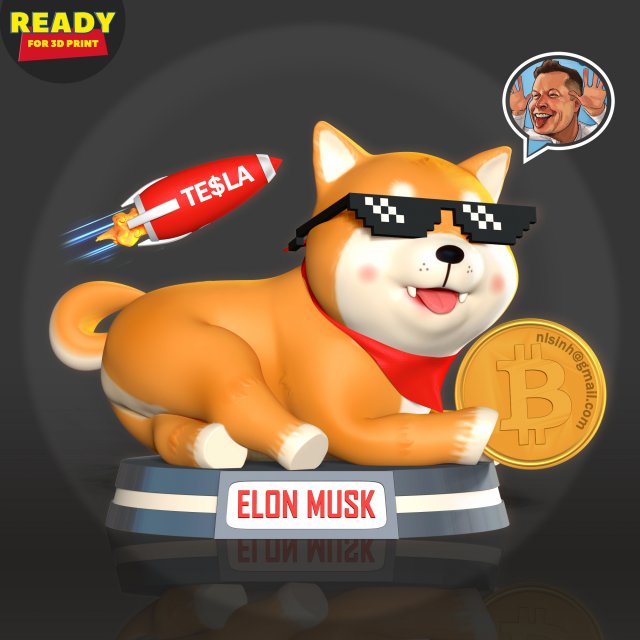 shiba inu coin 3D Print Model .c4d .max .obj .3ds .fbx .stl .blend 