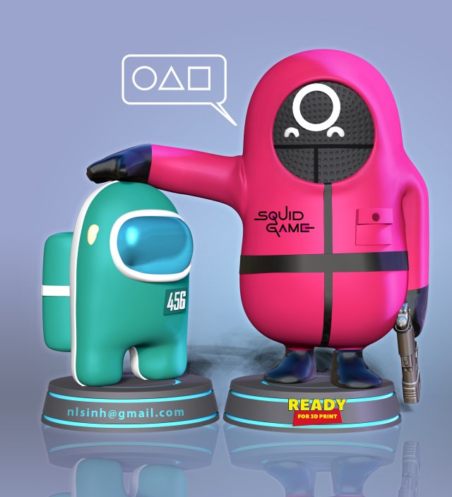 squid game - among us and fall guys Modèles 3D en vedette .c4d .max .obj .3ds .fbx .stl .blend 