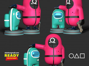 squid game - among us and fall guys Modèles 3D en vedette