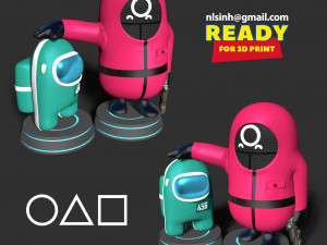 squid game - among us and fall guys Modèles 3D en vedette