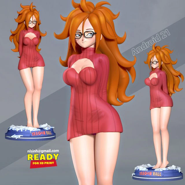 Android 21 - dragon ball fanart 3D Print Model .c4d .max .obj .3ds .fbx .stl .blend 