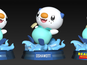 oshawott - pokemon fanart 3D Baskı Modeli